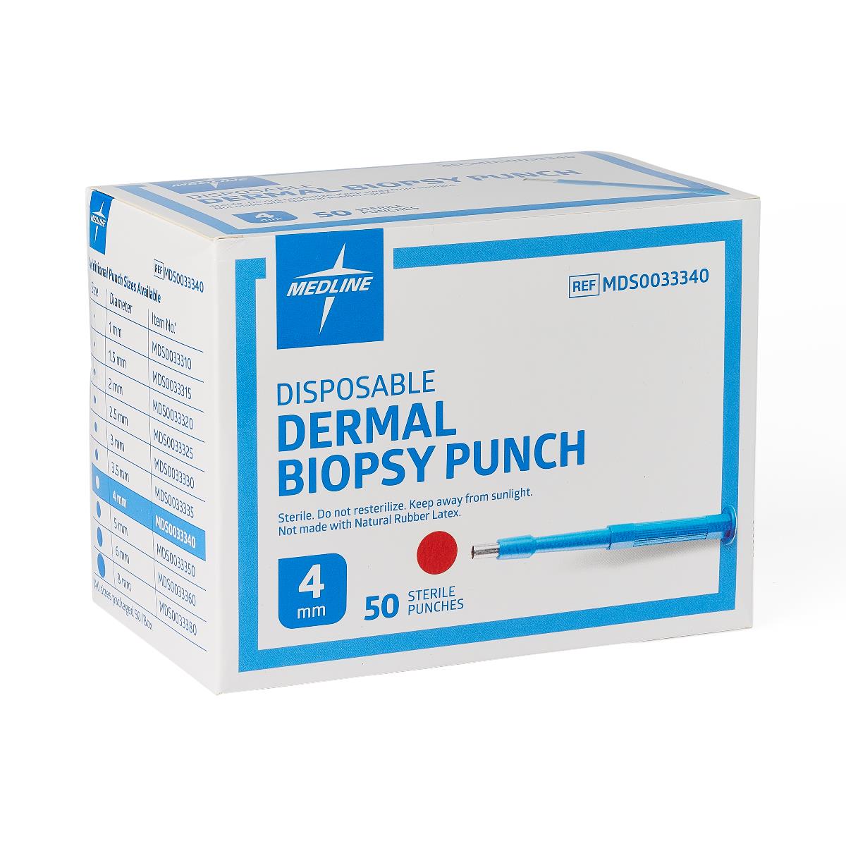 Medline Sterile Biopsy Punch, Diameter 4 mm, 50/BX, MDS0033340B - A Medi Supplies