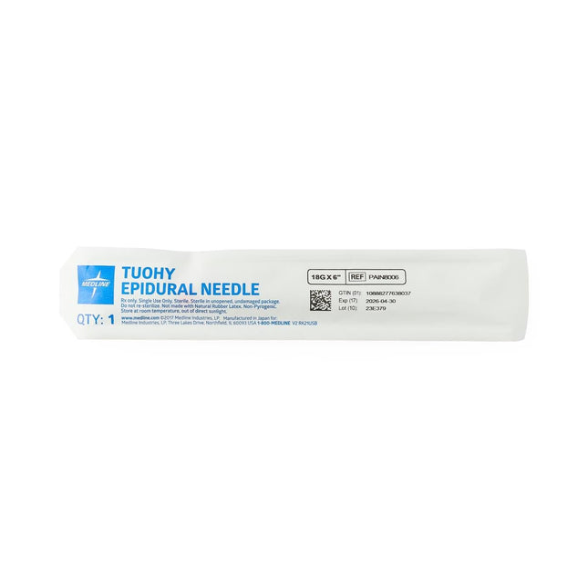 Medline Tuohy Epidural Needle, 18 G x 6" (15.24 cm), 25/BX, PAIN8006 - A Medi Supplies