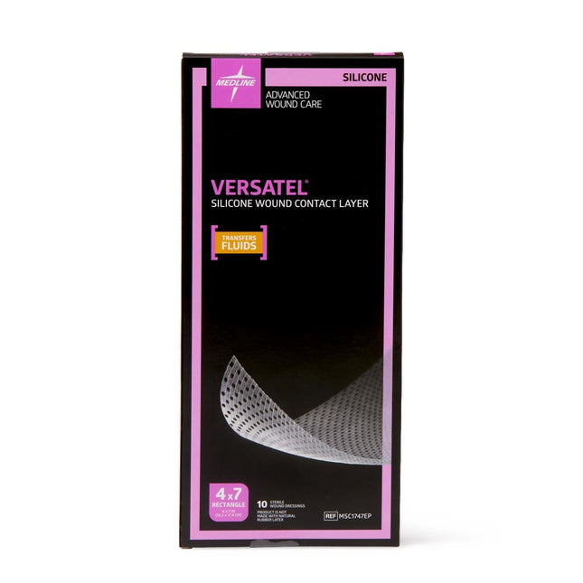 Medline Versatel Silicone Contact Layer Dressing, 4" x 6.75" (10 cm x 17 cm), 10/Box, MSC1747EP - A Medi Supplies