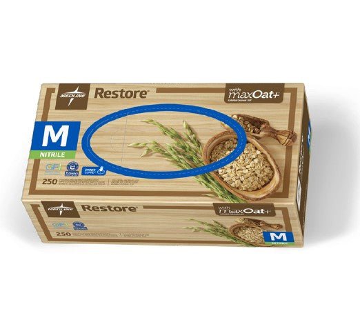 Medline Restore® Powder - Free Nitrile Exam Glove with Oatmeal, White , 10 Bx/Case - A Medi Supplies