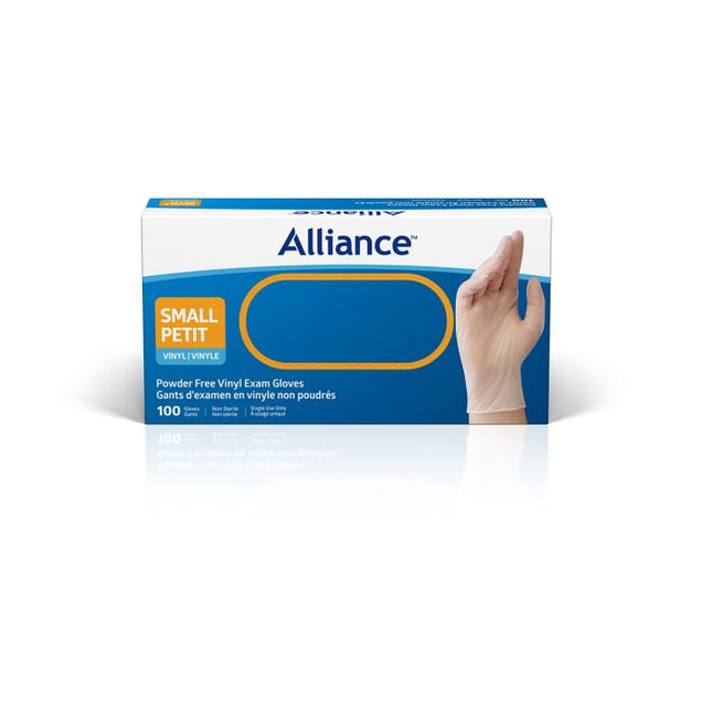 Medline Alliance™ Powder - Free Vinyl Exam Glove, Clear, 100/Box, 10 Box/Case - A Medi Supplies