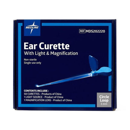 Medline Lighted Circular-Loop Ear Curette, Clinic, 200/BX, MDS202202