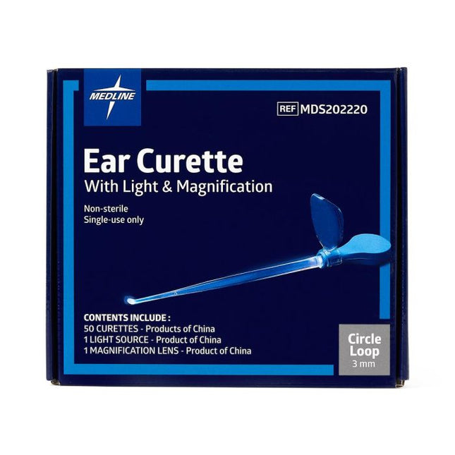 Medline Lighted Circular-Loop Ear Curette, Clinic, 200/BX, MDS202202