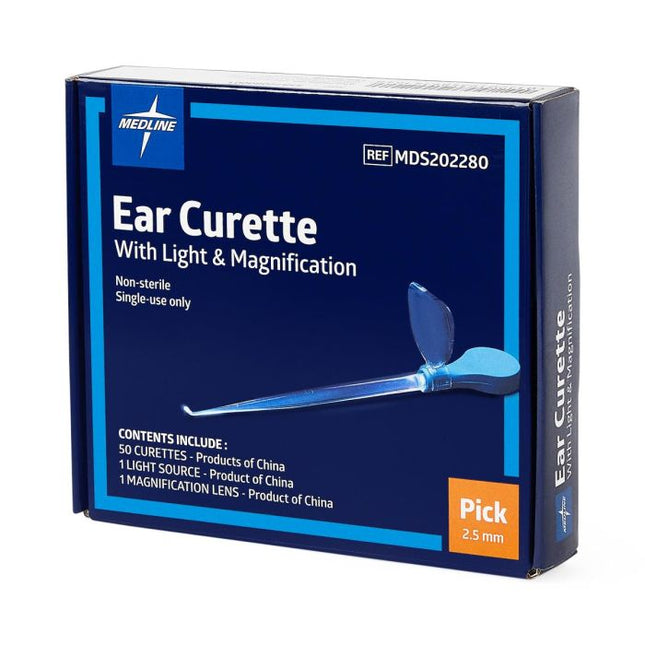 Medline Lighted Pick Ear Curette, Clinic, 200/BX, MDS202208