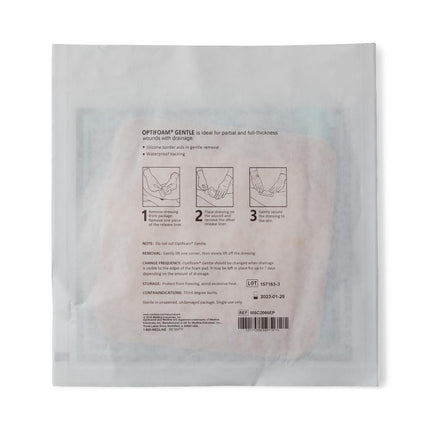 Medline Optifoam® Gentle Silicone Adhesive Foam Dressing with Border, 6" x 6" (15 cm x 15 cm) Box/10 Each MSC2066EP