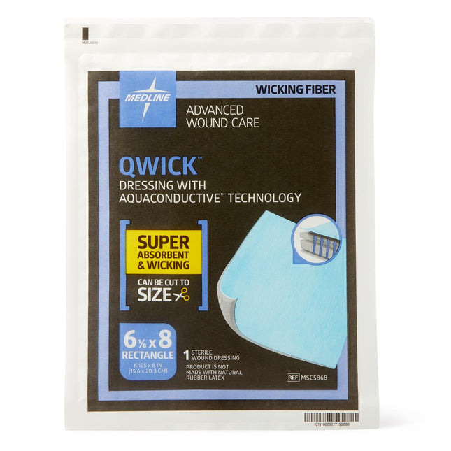 Medline Qwick Non-Adhesive Superabsorbent Wound Dressing, 6" x 8" (15 cm x 20 cm) Box/10 Each  MSC5868