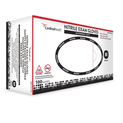 Cardinal Health 12’’ Extended Cuff Nitrile Exam Gloves 100 each/box, 10 box/case N8852XPB