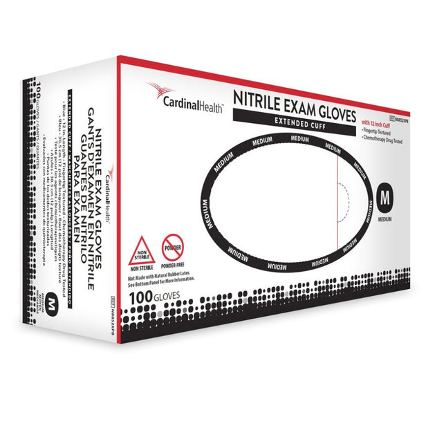 Cardinal Health 12’’ Extended Cuff Nitrile Exam Gloves 100 each/box, 10 box/case N8852XPB