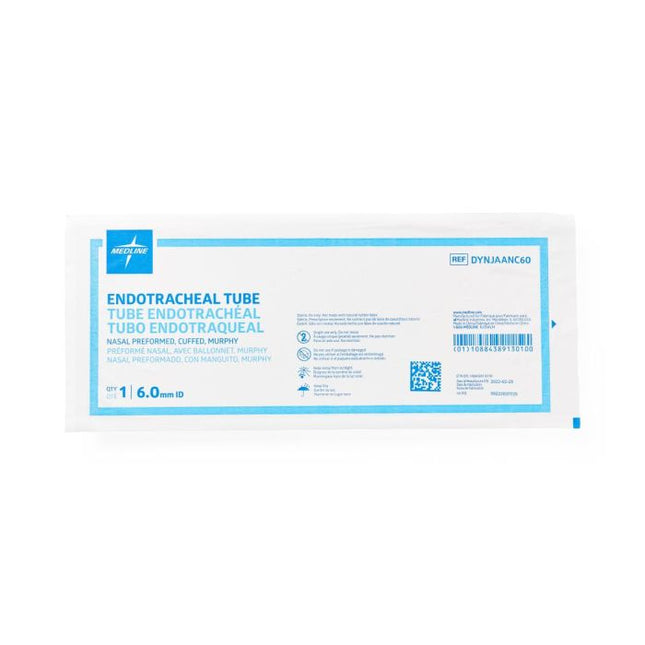 Medline Nasal Pre-Formed Cuffed Endotracheal Tube, 8.0 mm, 10/BX, DYNJAANC80