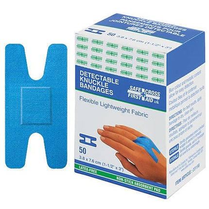 Safecross Fabric Detectable Bandages, Knuckle, 3.8 x 7.6 cm, Lightweight, 50/Box 3198 - A Medi Supplies