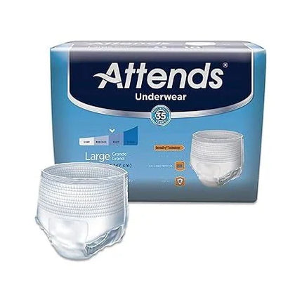 Attends Underwear, LARGE - Waist Size 44" - 58", 4 bags of 25, AP0730100