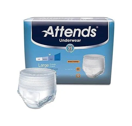 Attends Underwear, LARGE - Waist Size 44" - 58", 4 bags of 25, AP0730100