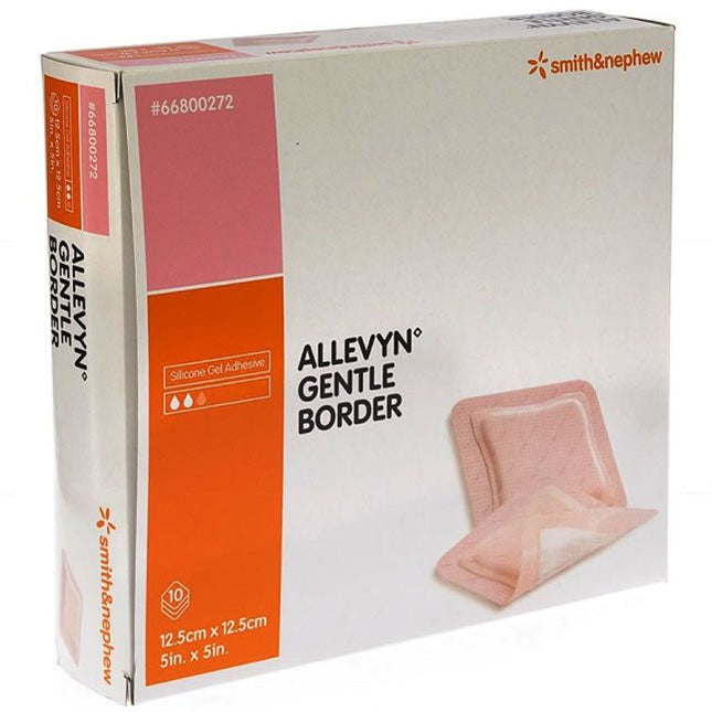 Smith & Nephew Allevyn Gentle Border Hydrocellular Foam Dressing, Silicone Gel Adhesive (3 - layer), 12.5cm X 12.5cm 10 each/box, 66800272 - A Medi Supplies