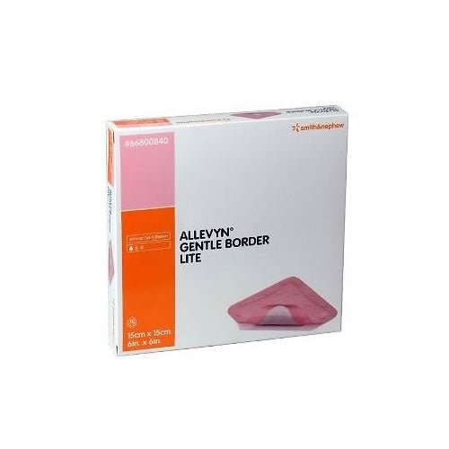 Smith & Nephew Allevyn Gentle Border Lite Hydrocellular Foam Dressing, Silicone Gel Adhesive, 15cm X 15cm 10 each/box, 66800840 - A Medi Supplies