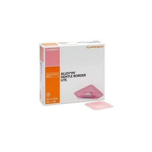 Smith & Nephew Allevyn Gentle Border Lite Hydrocellular Foam Dressing, Silicone Gel Adhesive, 5cm X 5cm 10 each/box, 66800833 - A Medi Supplies