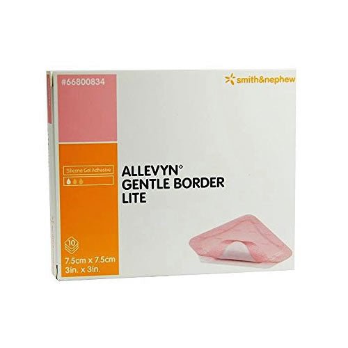 Smith & Nephew Allevyn Gentle Border Lite Hydrocellular Foam Dressing, Silicone Gel Adhesive, 7.5cm X 7.5cm 10 each/box, 66800834 - A Medi Supplies