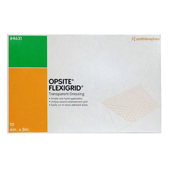 compare product Smith & Nephew OPSITE™ FLEXIGRID™ Transparent Adhesive Film Dressing, Moisture Vapor Permeable, 15cm x 20cm 10 each/box, 4631