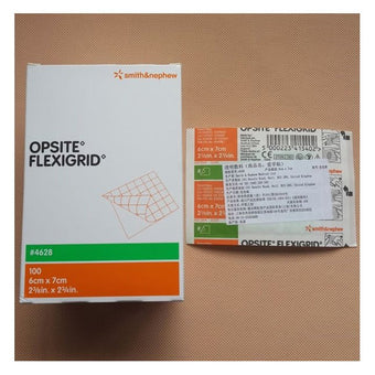 compare product Smith & Nephew OPSITE™ FLEXIGRID™ Transparent Adhesive Film Dressing, Moisture Vapor Permeable, 6cm x 7cm 100 each/box, 18 box/case 4628