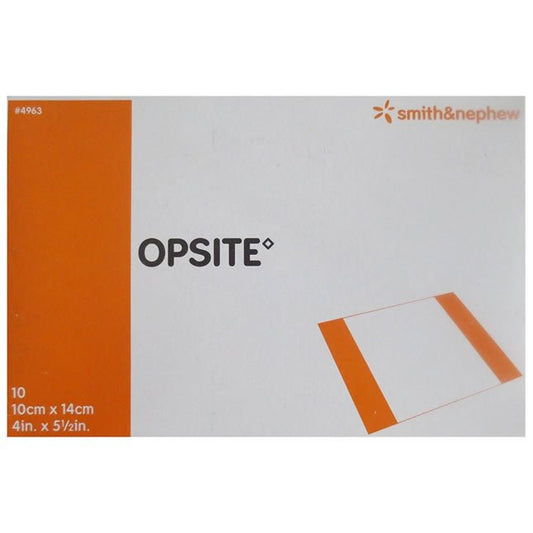 Smith & Nephew OPSITE Transparent Adhesive Polyurethane Film Dressing, 10cm x 14cm 10 each/box, 4963 - A Medi Supplies
