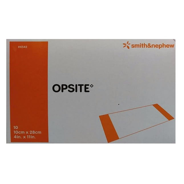 Smith & Nephew OPSITE™ Transparent Adhesive Polyurethane Film Dressing, 10cm x 28cm 10 each/box, 4542 - A Medi Supplies