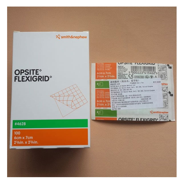 Smith & Nephew OPSITE™ FLEXIGRID™ Transparent Adhesive Film Dressing, Moisture Vapor Permeable, 6cm x 7cm 100 each/box, 18 box/case 4628