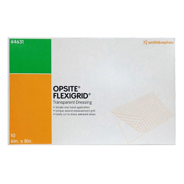 Smith & Nephew OPSITE™ FLEXIGRID™ Transparent Adhesive Film Dressing, Moisture Vapor Permeable, 15cm x 20cm 10 each/box, 10 box/case 4631