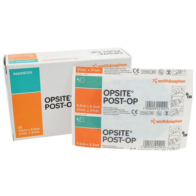 Smith & Nephew OPSITE™ Post-Op Transparent Waterproof Dressing, with Absorbent Pad, 9.5cm x 8.5cm20 each/box, 10 box/case20 each/box 66000709