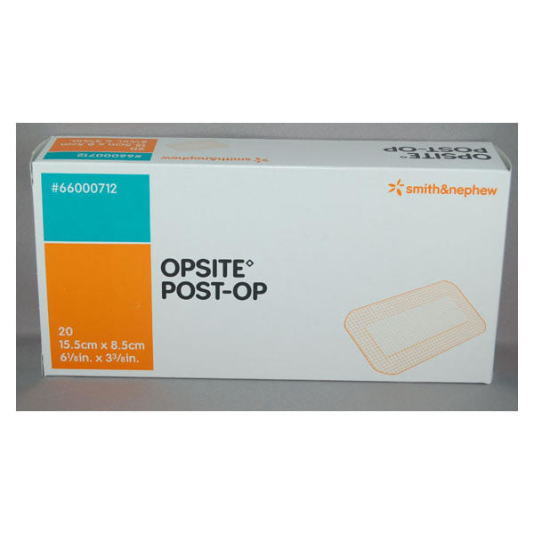 Smith & Nephew OPSITE™ Post-Op Transparent Waterproof Dressing, with Absorbent Pad, 15.5cm x 8.5cm 20 each/box, 10 box/case 66000712