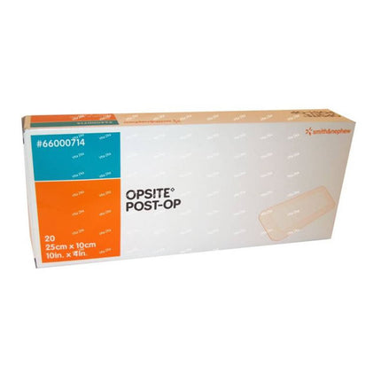 Smith & Nephew OPSITE™ Post-Op Transparent Waterproof Dressing, with Absorbent Pad, 25cm x 10cm 20 each/box, 10 box/case 66000714