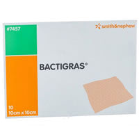 Smith & Nephew BACTIGRAS™ Total Antiseptic Dressing, Chlorhexidine Acetate Tulle Gras, 10cm x 10cm 50 each/box, 18 box/case 66003650