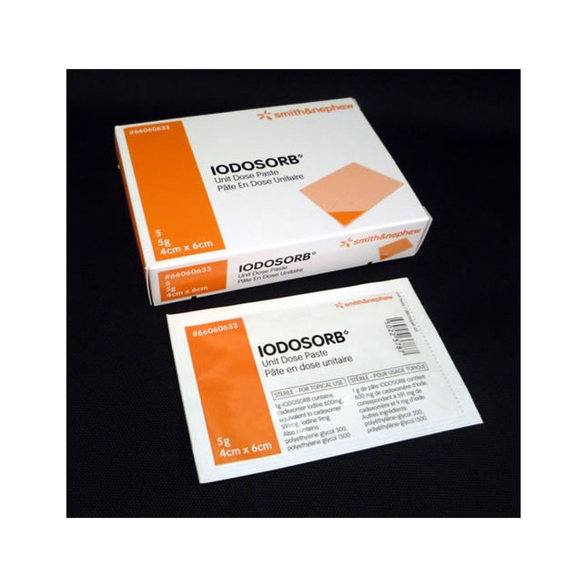 Smith & Nephew IODOSORB Cadexomer Iodine Paste Dressing, 4cm x 6cm, 5gm 5 each/box, 118 box/case 66060633