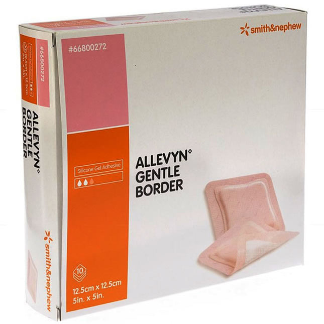 Smith & Nephew Allevyn Gentle Border Hydrocellular Foam Dressing, Silicone Gel Adhesive (3-layer), 12.5cm X 12.5cm 10 each/box,  66800272