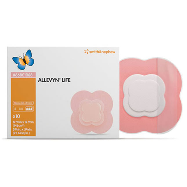 Smith & Nephew Allevyn Life Advanced Foam Wound Dressing (5-layer), 12.9cmx12.9cm 10 each/box, 66801068