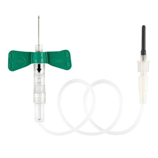 Sol - Guard® Safety Pull - Button Blood Collection Set, 23G x 3/4", 12" (30 cm) with Holder, 200/CS, PBH2312 - A Medi Supplies