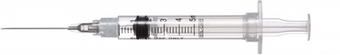 compare product Sol-M Sol-Care 5mL Luer Lock Safety Syringe w/ Exch Needle 22G x 1 1/2