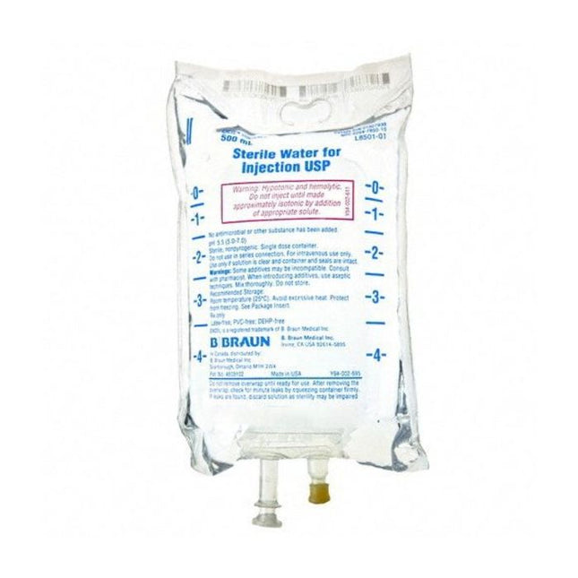 Braun Sterile Water for Injection USP, 250 mL Bag, 24/Case, L8502