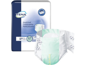 compare product Tena Adult Brief, Small Size 22in-36in, Bag of 12 / Case of 96, 66100