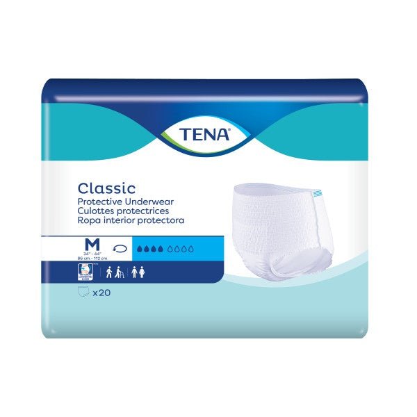 TENA® Classic Protective Underwear, Medium, 34" to 44" White 20 each/bag, 4 bag/case 72513 - A Medi Supplies