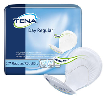 compare product Tena Day Regular Pads W/ Wetness Indicator, Blue, Bag of 46 / Case of 92, 62418