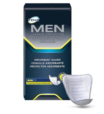 compare product Tena For Men Maximum Guard One Size Non-woven Backsheet W/ Adhesive Strip White, Bag of 20 / Case of 120, 50600