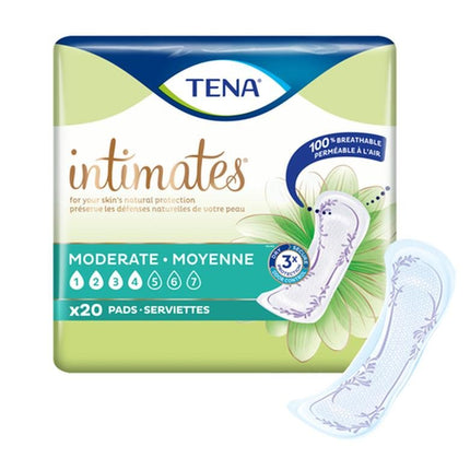 Tena Intimates Moderate Absorbency Incontinence Pads, Regular Length, Bag of 20 / Case of 120, 54284 - A Medi Supplies