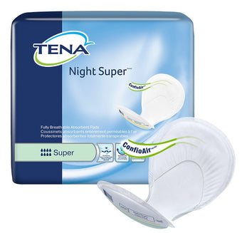 compare product Tena Night Super Pads W/ Wetness Indicator, Green, Bag of 24 / Case of 48, 62718