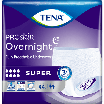 Tena Proskin Protective Underwear Overnight Super, XL (55" - 66"), Bag of 12 / Case of 48, 72427 - A Medi Supplies