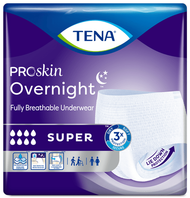 Tena Proskin Protective Underwear Overnight Super, XL (55" - 66"), Bag of 12 / Case of 48, 72427 - A Medi Supplies