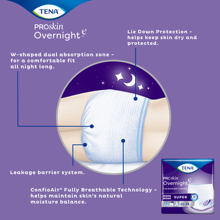Tena Proskin Protective Underwear Overnight Super, XL (55" - 66"), Bag of 12 / Case of 48, 72427 - A Medi Supplies