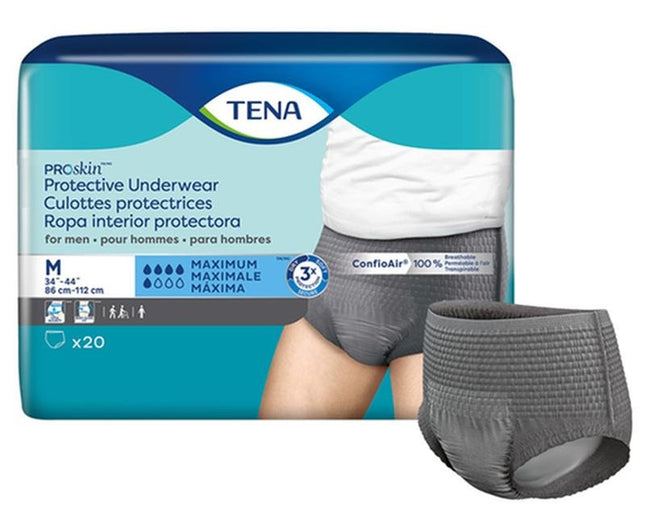 Tena Proskin Underwear For Men, Maximum Absorbency, Grey, Size Medium 86 - 112cm, Bag of 20 / Case of 80, 73520 - A Medi Supplies