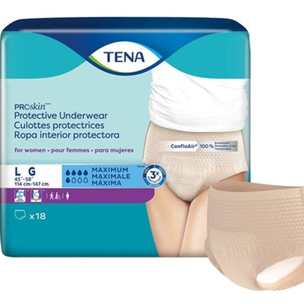 Tena Proskin Underwear For Women, Maximum Absorbency, Nude, Size Large 114 - 147cm, Bag Of 18 / Case Of 72, 73030 - A Medi Supplies