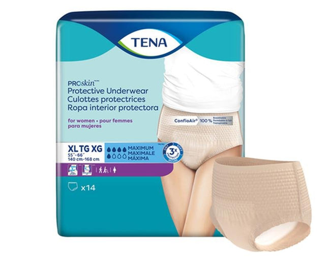 Tena Proskin Underwear For Women, Maximum Absorbency, Nude, Size X - large 140 - 168cm, Bag of 14 / Case of 56, 73040 - A Medi Supplies