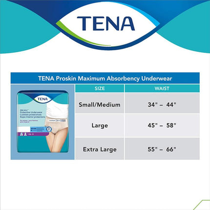 Tena Proskin Underwear For Women, Maximum Absorbency, Nude, Size X - large 140 - 168cm, Bag of 14 / Case of 56, 73040 - A Medi Supplies