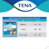 Tena Proskin Underwear For Men, Maximum Absorbency, Grey, Size X - large 140 - 168cm, Bag of 14 / Case of 56, 73540 - A Medi Supplies